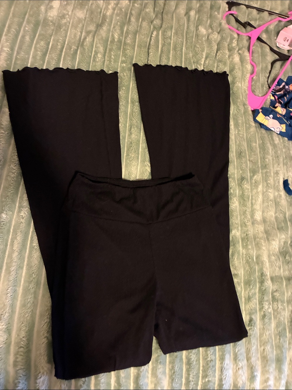 No Boundaries Black Ribbed Wide-Leg Pants